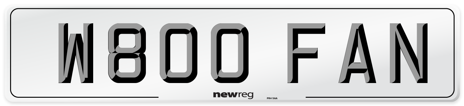 W800 FAN Number Plate from New Reg